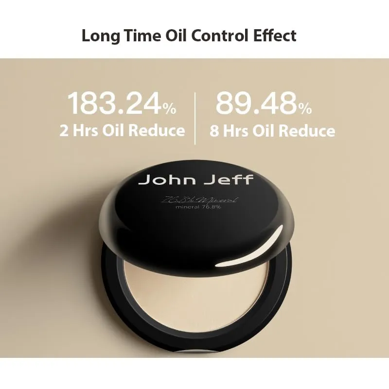 1 PC John Jeff Powder John Jeff Foundation Pressed Powder, Oil Control High Coverage Makeup Pressed Foundation Velvet Matte Effect Powder (Natural, 8g)