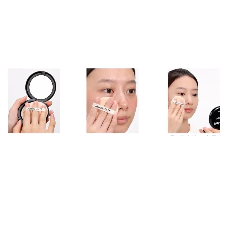 1 PC John Jeff Powder John Jeff Foundation Pressed Powder, Oil Control High Coverage Makeup Pressed Foundation Velvet Matte Effect Powder (Natural, 8g)