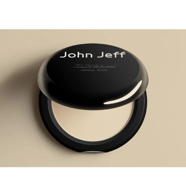 1 PC John Jeff Powder John Jeff Foundation Pressed Powder, Oil Control High Coverage Makeup Pressed Foundation Velvet Matte Effect Powder (Natural, 8g)