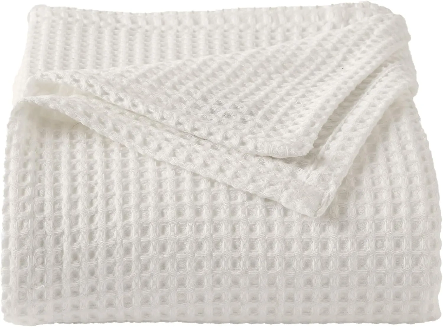 100% Cotton Waffle Weave Queen Bed Blanket | Soft, Breathable, and Lightweight Blanket for All-Seasons | Perfect for Layering | Brielle Collection (Full/Queen, Ivory)