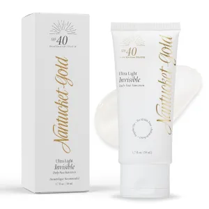 100% Invisible Daily Face Moisturizer with SPF 40   Hyaluronic Acid   Vitamin C, Weightless, Scentless, Primer - For All Skin Skin Tones - 1.7 fl oz