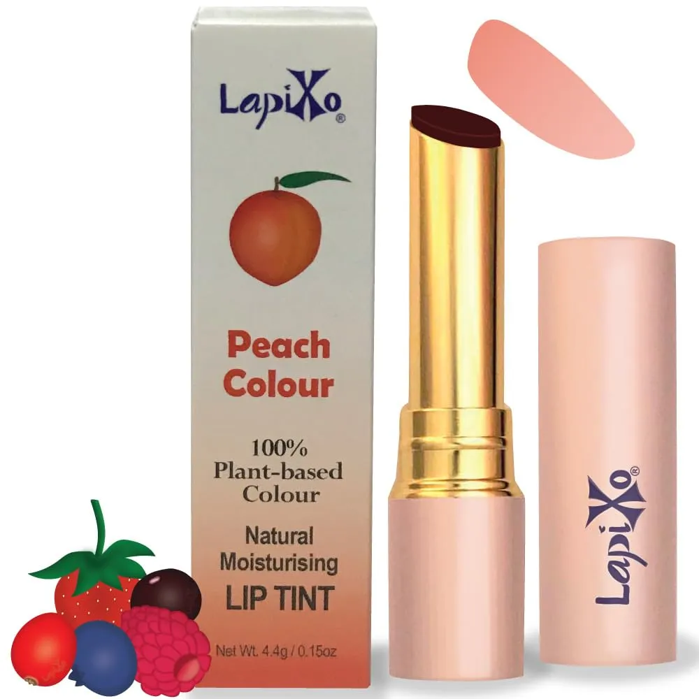 100% Plant-based Color Lip Tint, Unique Formula, Natural   Moisturizing | 2-in-1 | Non-Toxic, All Food Ingredients, Antioxidant-rich, Natural Matte Sheer, Buildable, 4.4g/0.15oz (Peach color)