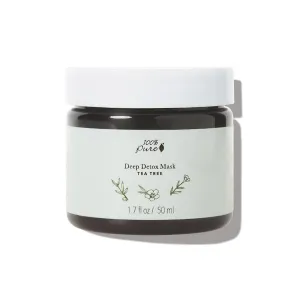 100% PURE Tea Tree Deep Detox Face Mask & Deep Pore Cleanse Natural Skin Care Unclog & Detoxify Acne Blemish Treatment For Oily Skin - Vegan - 1.7oz