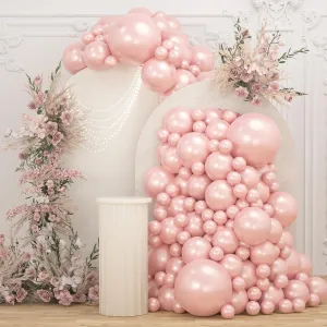108Pcs Pearl Pink Double Stuffed Balloons Different Size, 18/12/10/5 inch Pearl Rose Blush Pink Balloons Garland Arch kit for Boho Birthday Wedding Engagement Bridal Baby Shower Party