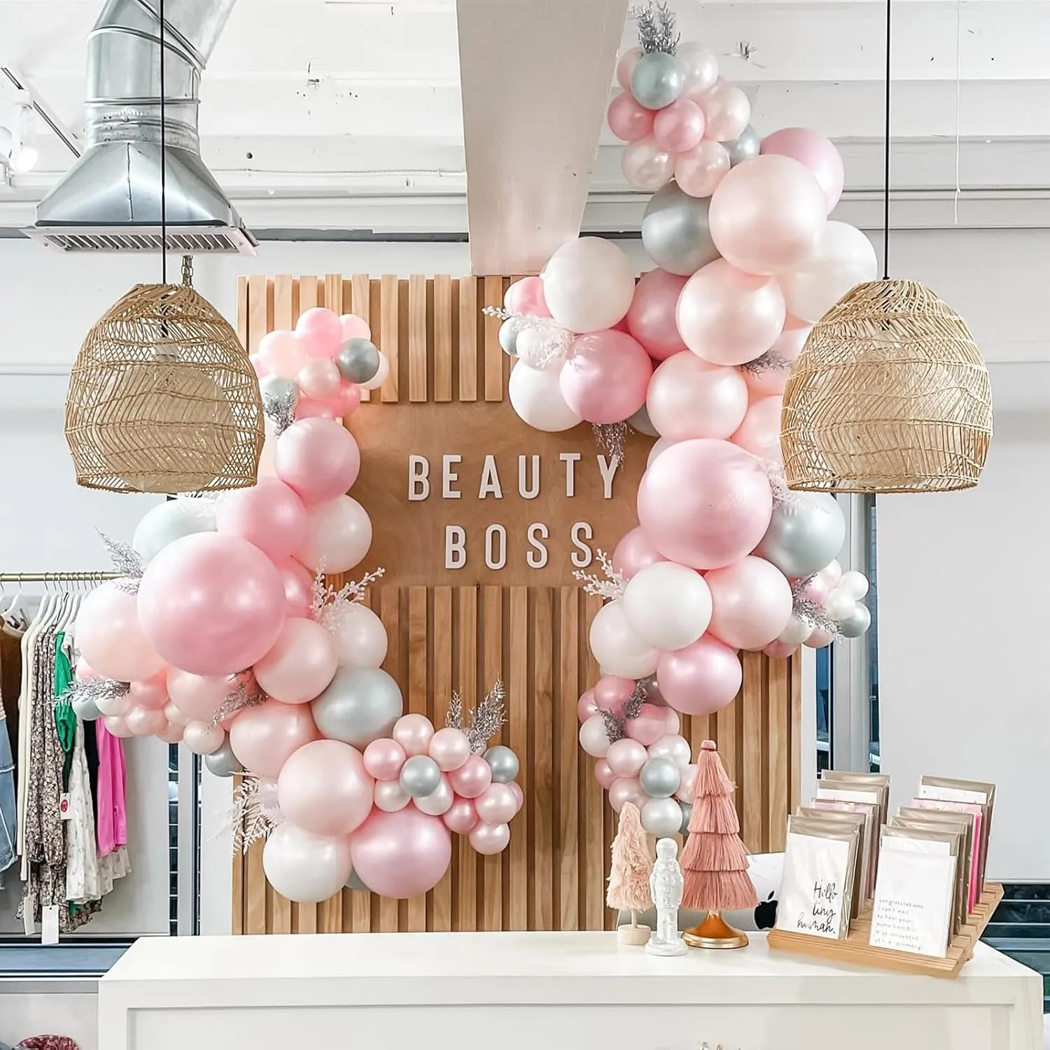 108Pcs Pearl Pink Double Stuffed Balloons Different Size, 18/12/10/5 inch Pearl Rose Blush Pink Balloons Garland Arch kit for Boho Birthday Wedding Engagement Bridal Baby Shower Party