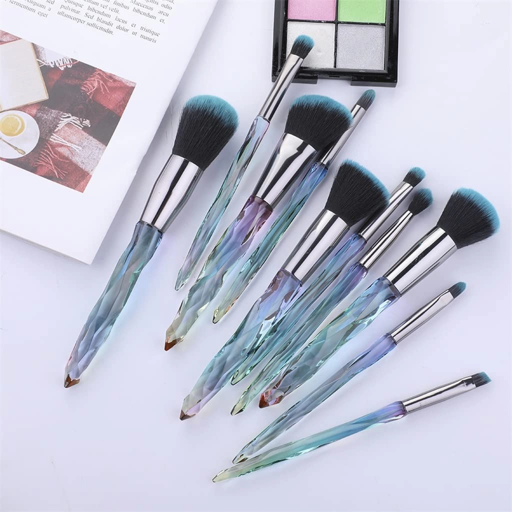 10 Pieces Professional Makeup Brush Set Cosmetics Blush Foundation Brush Eye Shadow Lip Brow Makeup Brush Set(D)