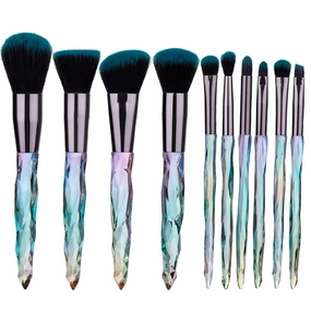 10 Pieces Professional Makeup Brush Set Cosmetics Blush Foundation Brush Eye Shadow Lip Brow Makeup Brush Set(D)