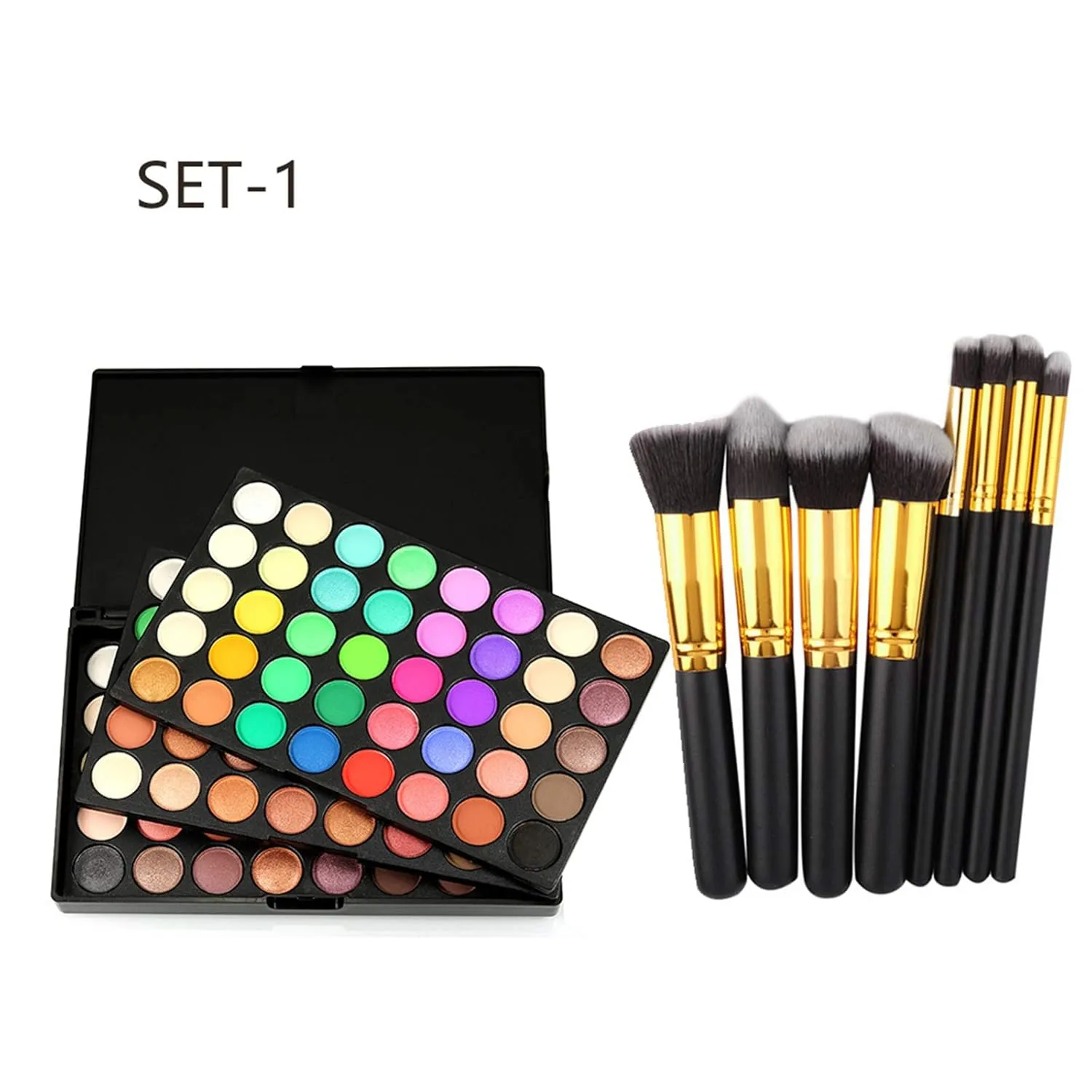120 Color Eyeshadow Palette Kit with 10 Pcs Foundation Makeup Brush, ​Professional Daily Use Colorful with Velvety Texture Eyeshadow Palette, Highly Pigmented Waterproof Long Lasting Makeup