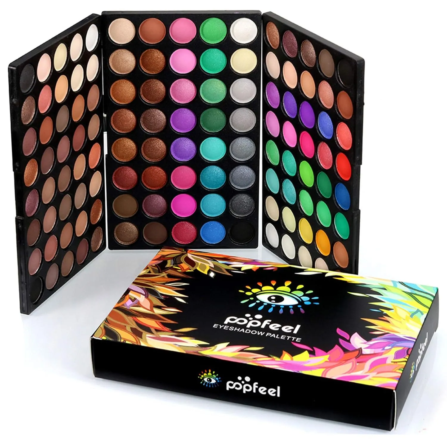 120 Color Eyeshadow Palette Kit with 10 Pcs Foundation Makeup Brush, ​Professional Daily Use Colorful with Velvety Texture Eyeshadow Palette, Highly Pigmented Waterproof Long Lasting Makeup