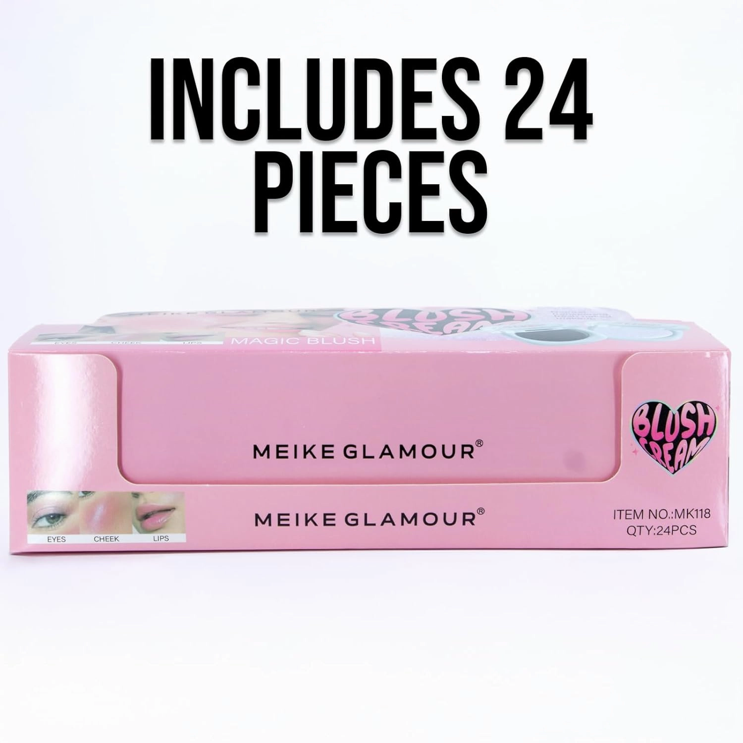 120 Glam Lux Black Magic Color Changing Blush Magical Multifunctional Eyes, Cheeks, Lips Natural Clean Girl Aesthetic No Makeup Look Weightless Buildable Dewy Easy Application (Black, 24pc Display)