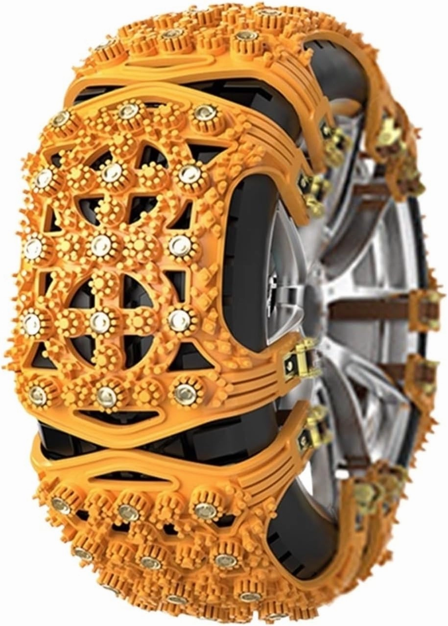 1PC Rubber Car Snow Chains Anti-Skid Emergency Accessories Car Tire Chains Protection Roadway Safety Car Wheels Chains(Yellow)