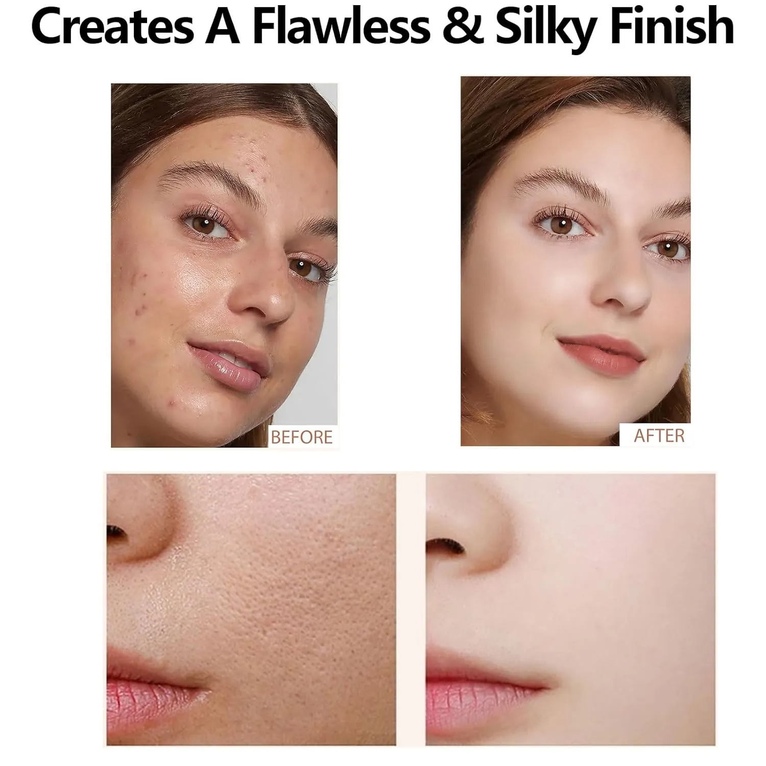 2 Pack Bio Foundation 4 in 1 Light Spectrum, Anti-Wrinkle Color Changing Full Coverage Concealer Foundation, SPF50  Long-Wearing & Waterproof for Sport, Dancing, Outside-30ML