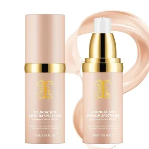 2 PCS Foundation 4 in 1 - Medium Spectrum with SPF 50 , Hydrating Color Changing Foundation， Longwearing & Waterproof, Light Spectrum for Gym, Sport, Dancing(30ml)