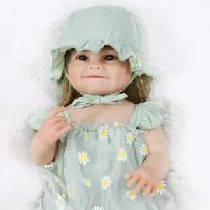 22 Inch Lifelike Reborn Girl Baby Dolls, Realistic Silicone Full Body Newborn Baby Doll, Look Real Girl with Accessories, Weighted Soft Toy Gift for 3 