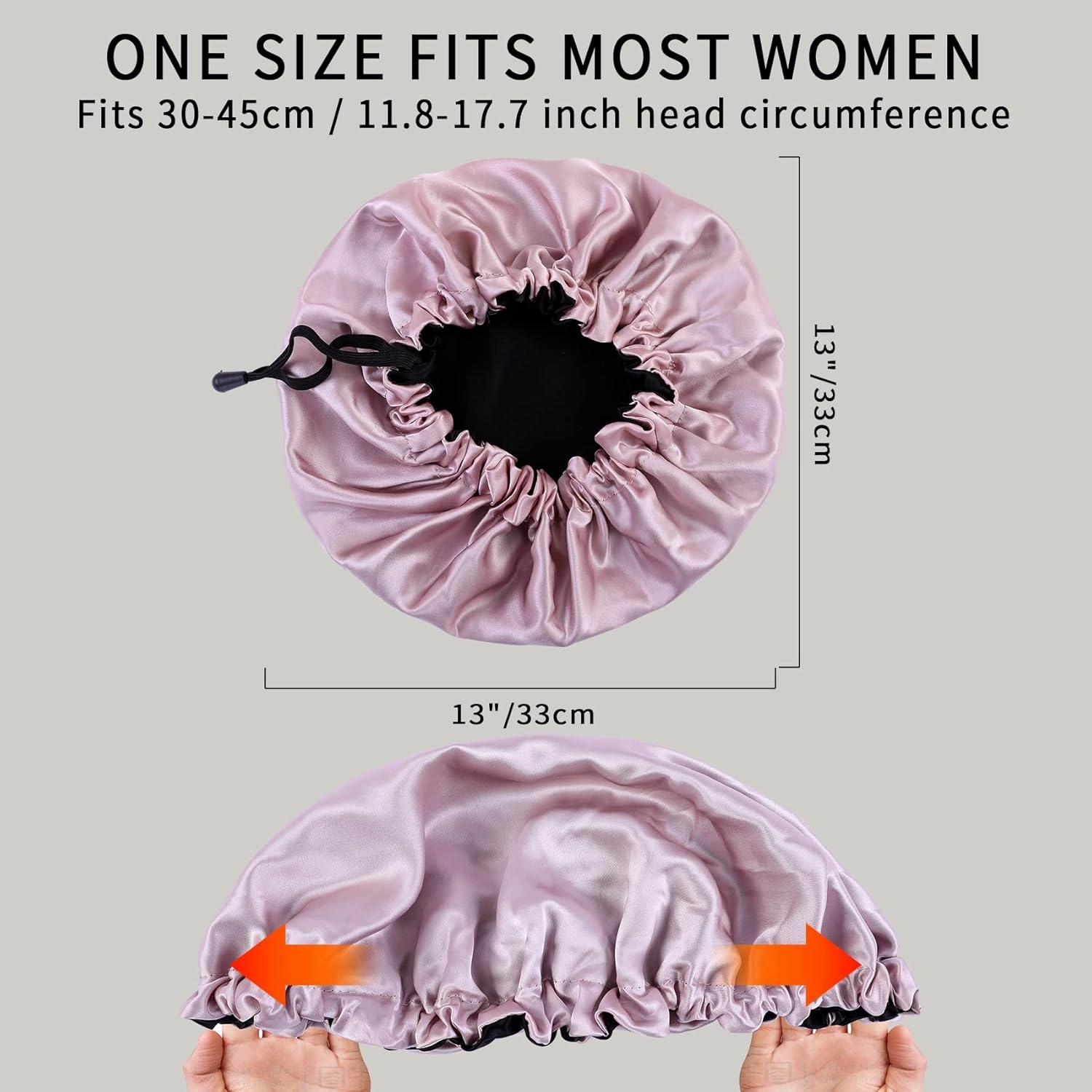 22 Momme 100% Mulberry Silk Bonnet Hair Wrap for Sleeping, Adjustable Silk Scrunchies Sleep Cap for Women Men Hair Care, Head Scarf Night Caps with Elastic Stay On Head, 1Pc(Blush Pink,Black)