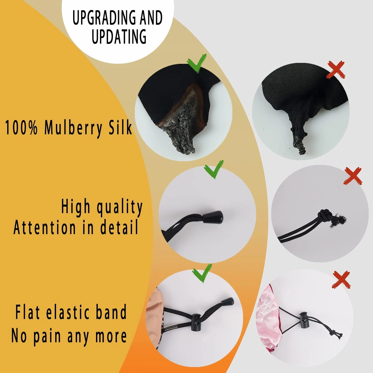 22 Momme 100% Mulberry Silk Bonnet Hair Wrap for Sleeping, Adjustable Silk Scrunchies Sleep Cap for Women Men Hair Care, Head Scarf Night Caps with Elastic Stay On Head, 1Pc(Blush Pink,Black)