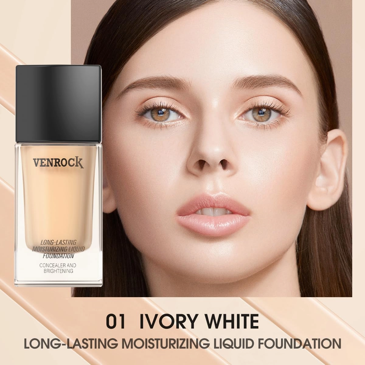 24HR Long-Lasting Moisturizing Liquid Foundation | Radiant, Waterproof, Concealing & Oil-Control (01# Ivory White, 30ml)