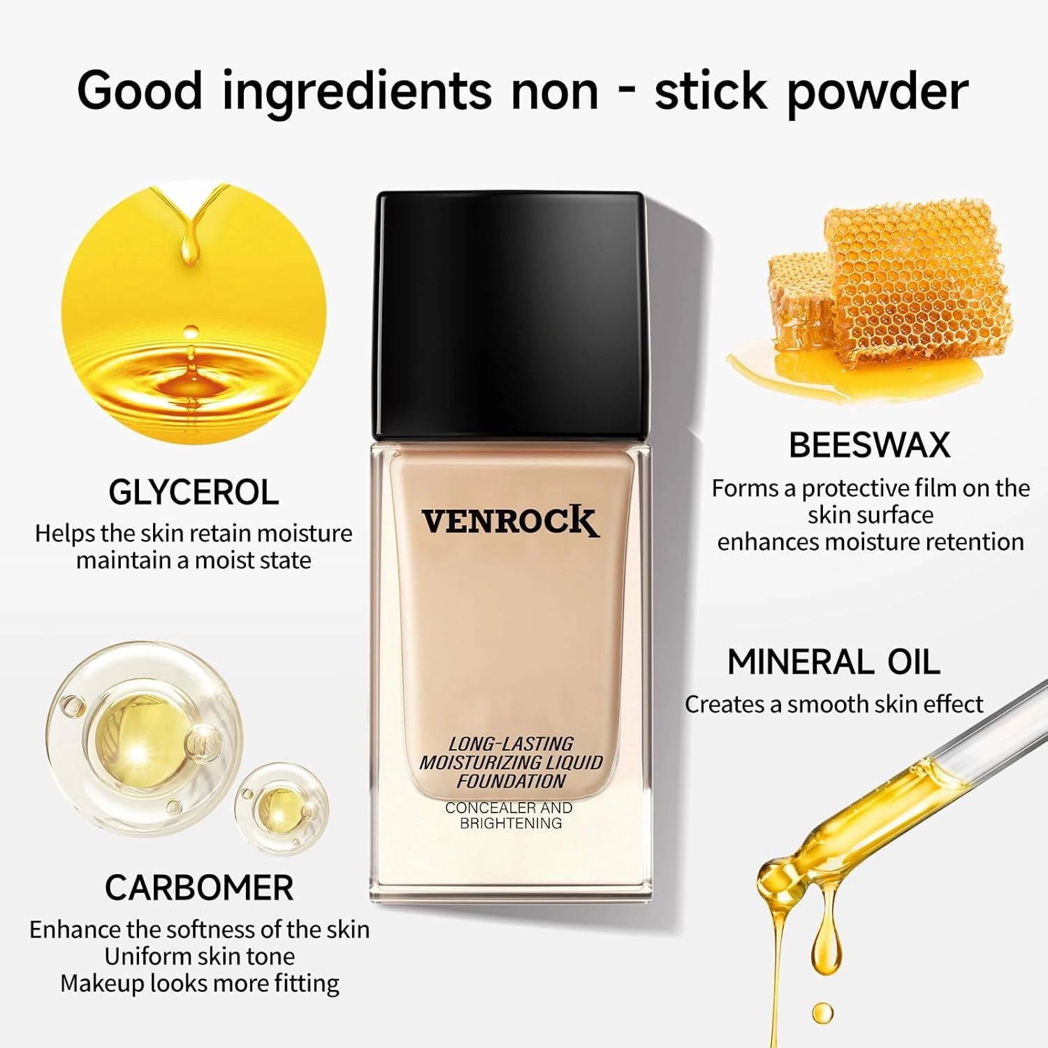 24HR Long-Lasting Moisturizing Liquid Foundation | Radiant, Waterproof, Concealing & Oil-Control (01# Ivory White, 30ml)