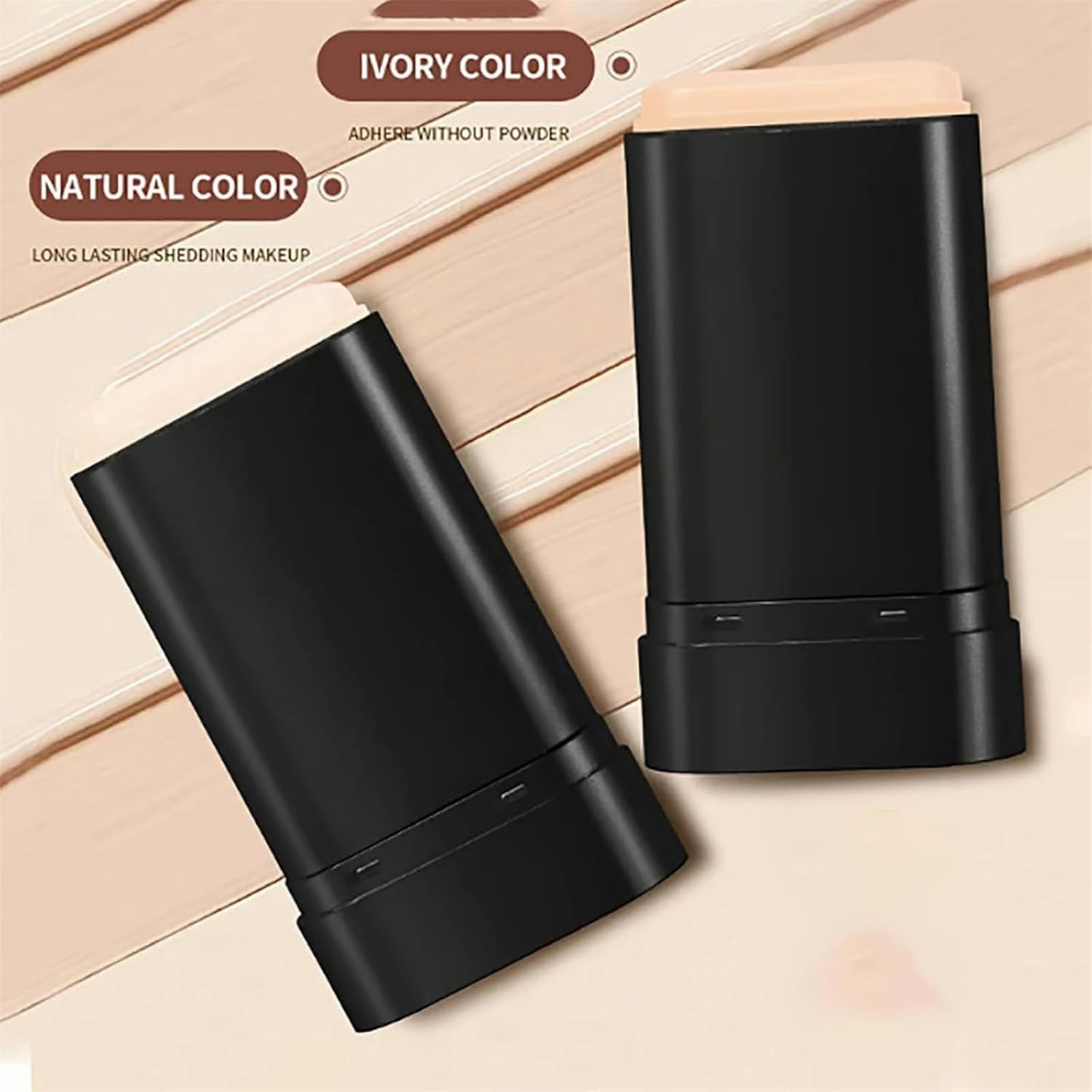 2 in 1- Luxury Anti-Wrinkle Foundation Stick, Natural Matte Finish Foundation Stick with Brush, Korea Flawless Eraser Foundation Stick, Double Head Foundation Make-Up Stick