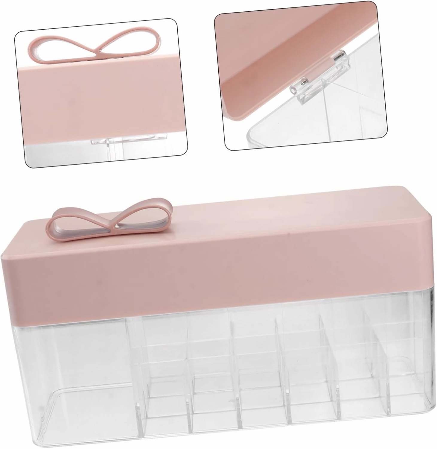 2 Pcs Lipstick Storage Box Cosmetic Lip Gloss Tray Display Holder Skincare Makeup Lid Kit Blush Countertop Palette Cosmetics Shelf Accessories Clear Lip Gloss Pp Pink