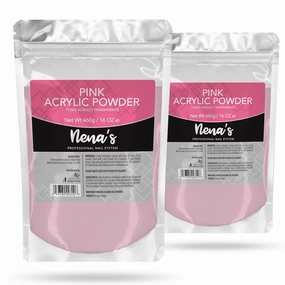 2 set- Nena's Superior Sculpting Powder Professional Acrylic Nail System Clear Blush Pink Medium Pink 16 oz 460 g (Pink).