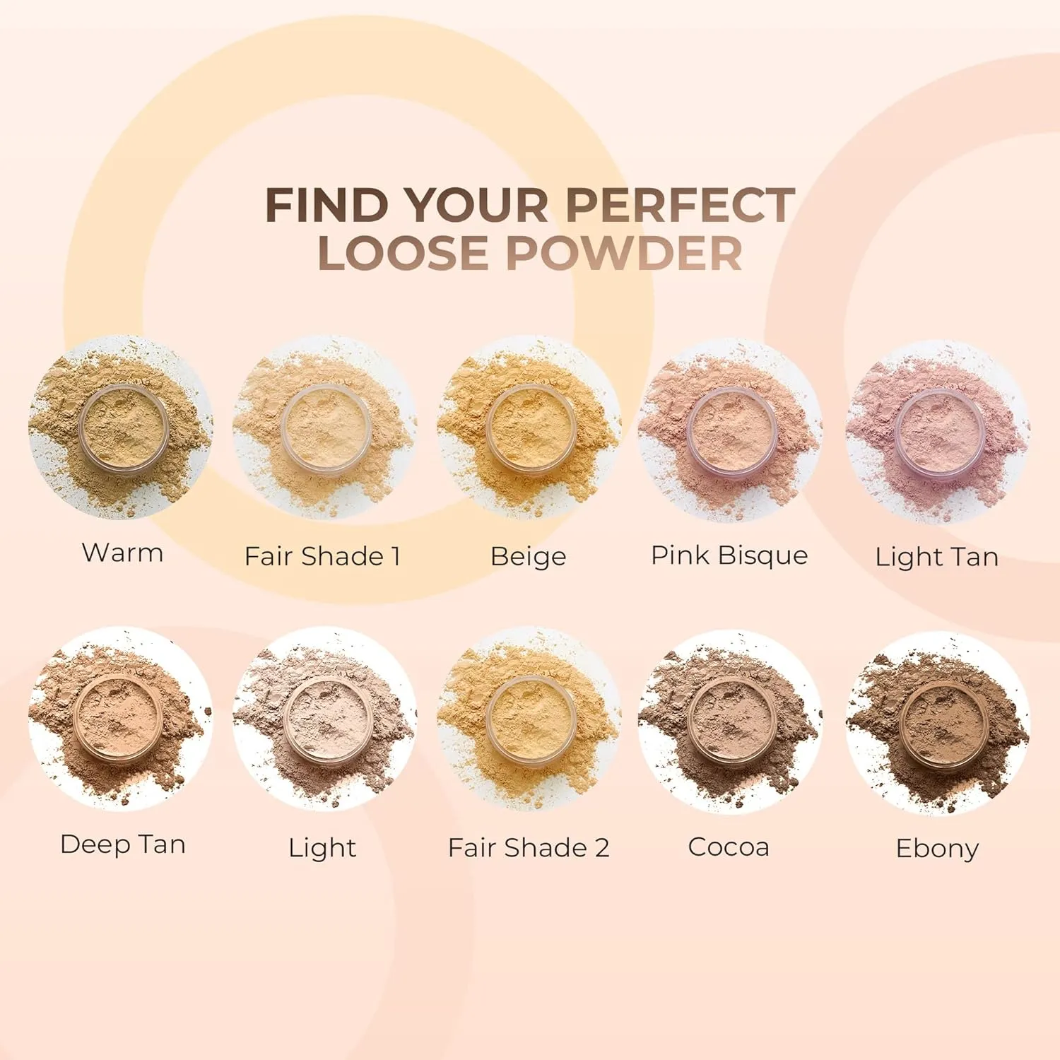 2pc FOUNDATION with KABUKI BRUSH Mineral Makeup (DEEP TAN) Matte Loose Powder Bare Face Cosmetics Full Coverage Long Lasting All Skin Types SPF 18