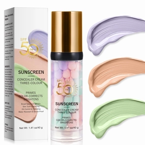 3-in-1 Primer for Face Before Makeup, SPF 50 PA , Protector Solar Con Color, Tone Up Makeup Base & Sunscreen – Blurs Imperfections, Oil Control, Radiance Skin, Pore Blurring, Vegan, 40g