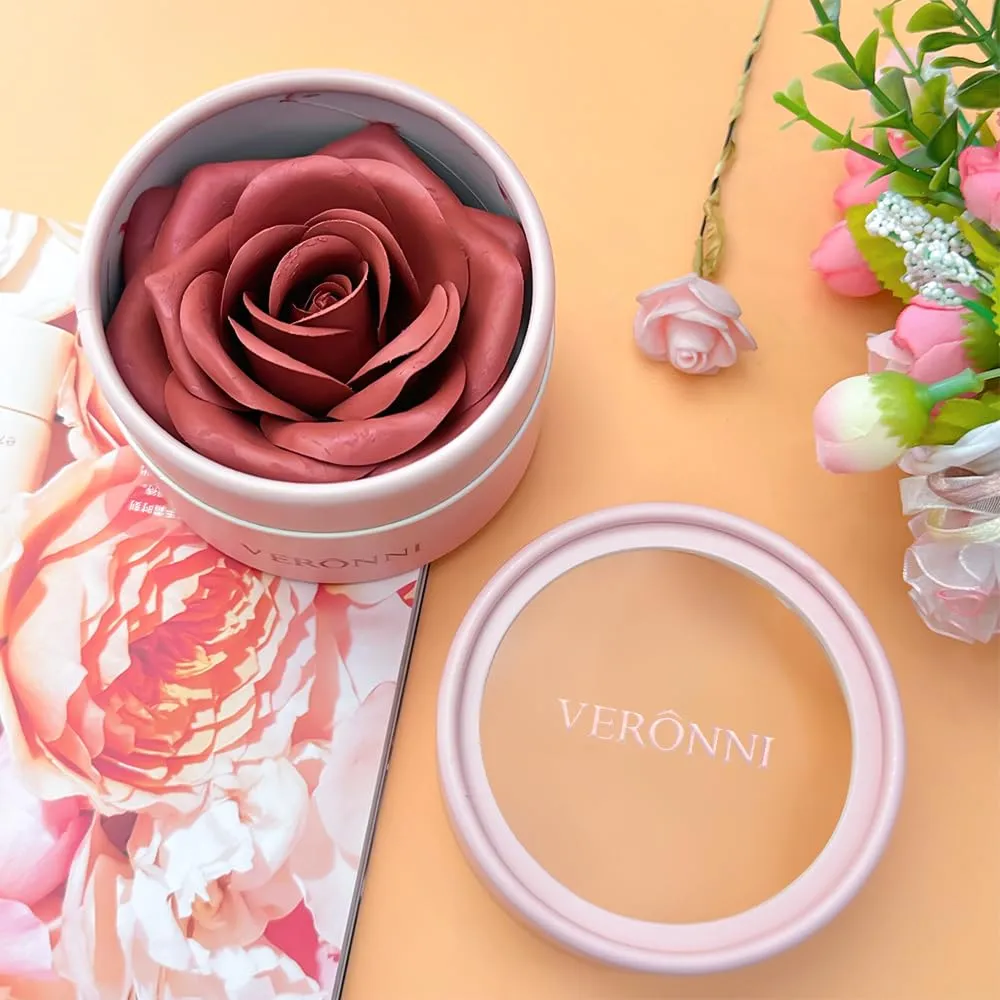 3d Rose Petal Blush, Flower Petal Rose Makeup Blush for Cheeks, Natural Glowing Redness Long Lasting Buildable Color, Contouring and Brightening, Makeup Powder blusher Gifts