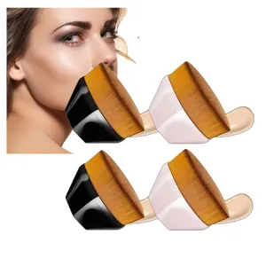4 Pack Foundation Brush, Flat Top Hexagon Perfect Makeup Brush Blush Used for Mixing Liquids, Cream or Flawless Powder Cosmetics, with Protective Case Easy to Carry (2 x Black   2 Pink)