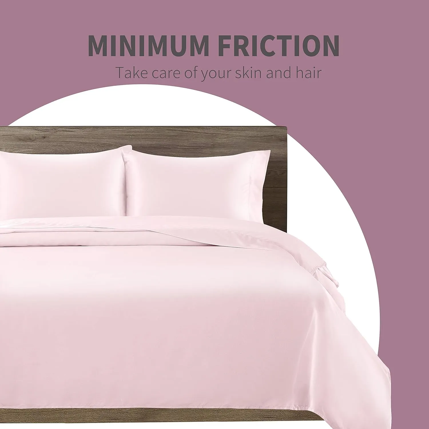 4 Pcs Blush Pink Satin Sheets Queen Size Silky Satin Bedding Sheets Set with 1 Deep Pocket Fitted Sheet, 1 Flat Sheet, 2 Pillowcase