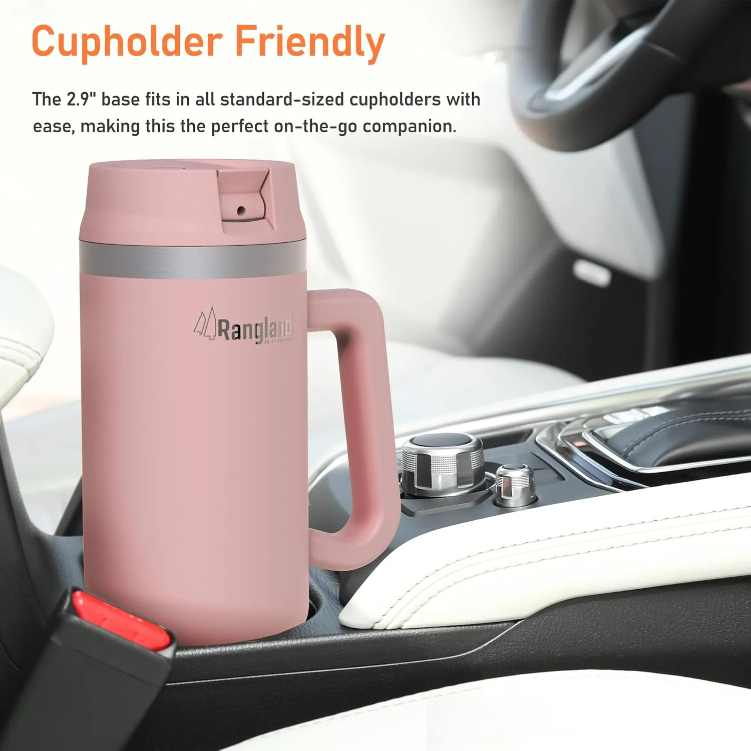 40 oz Tumbler with Handle and Carrying Sleeve – Insulated Water Bottle Cup with Straw Lid and Neoprene Bag Carrier, Blush Pink