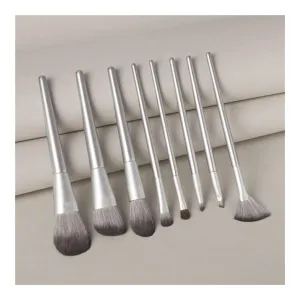 8-piece Professional Makeup Brush Tool Set Loose Powder Blush Foundation Eye Shadow Lip Makeup Fan Brush Cosmetics (Color : Silver 8pcs)