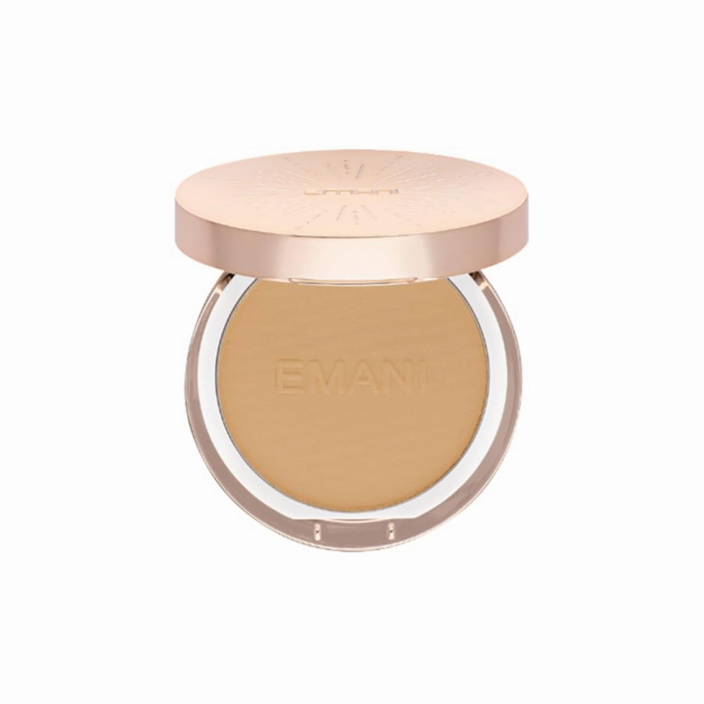 ​Emani​ Flawless Matte Powder Foundation Makeup for Sensitive Skin, Natural Mineral Foundation​ Compact with Buildable Coverage, ​Oil Control, Talc Free, ​Cruelty-Free & Vegan, Golden