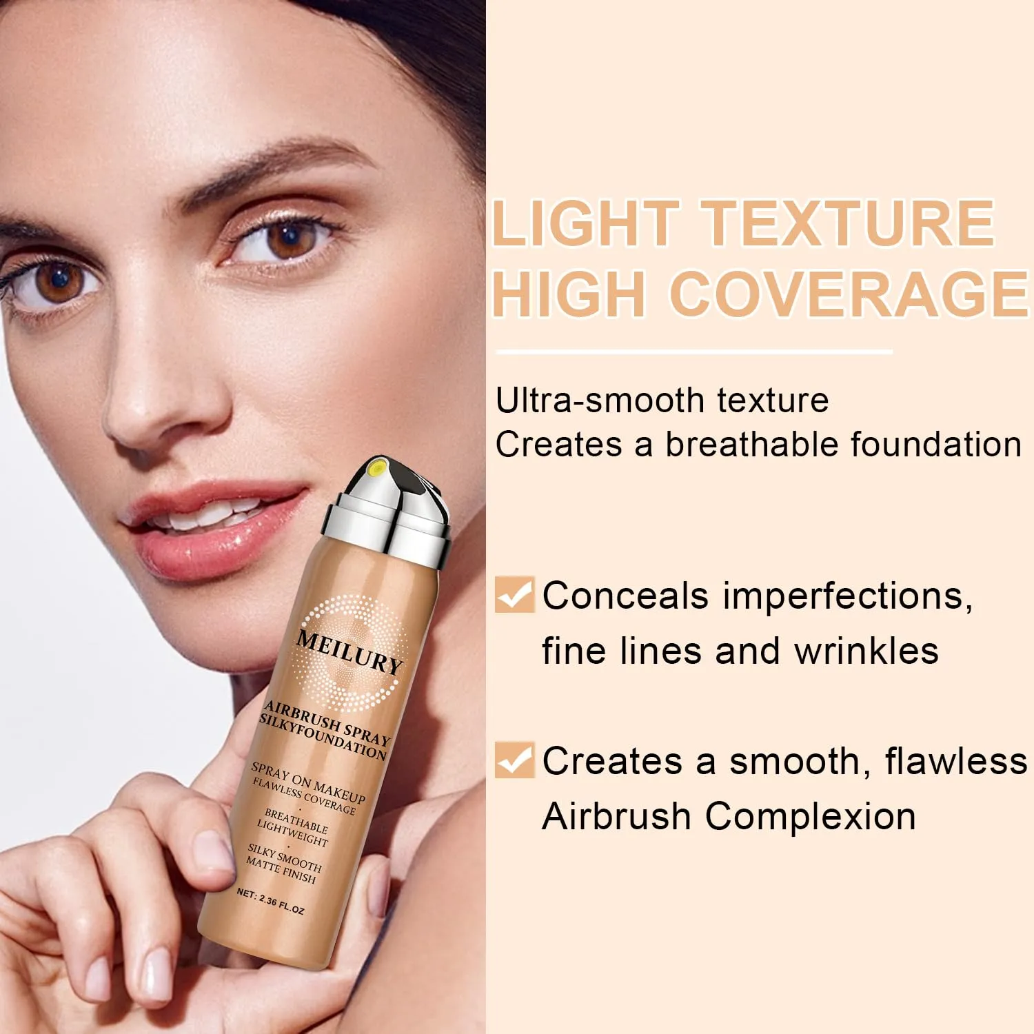 AirBrush Foundation Spray Set, Spray Foundation Makeup and Hydrating Face Air Primer Kit, Longwear Waterproof Liquid Matte Foundation Mist for Flawless Look (04 Porcelain)