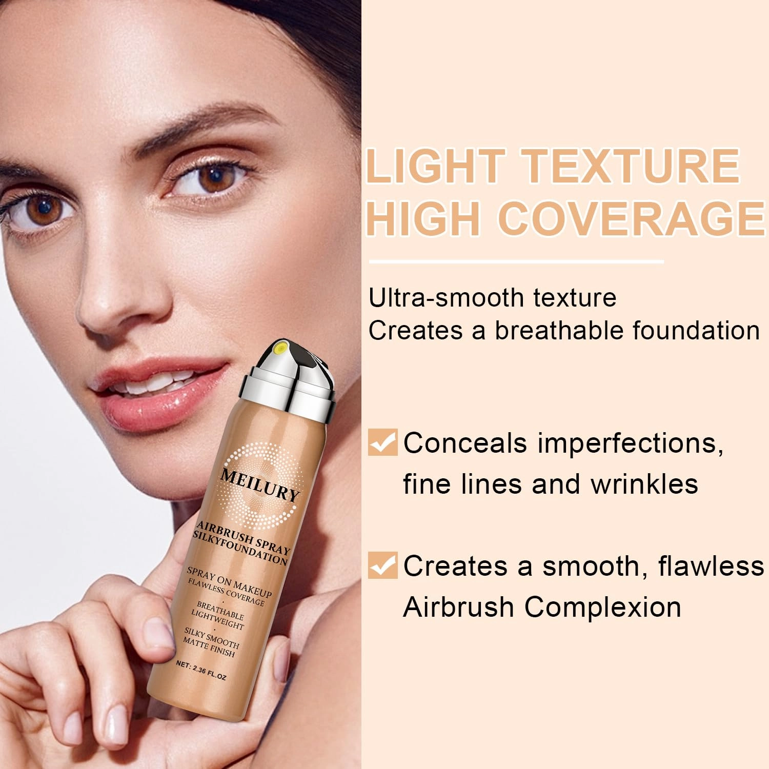 AirBrush Foundation Spray Set, Spray Foundation Makeup and Hydrating Face Air Primer Kit, Longwear Waterproof Liquid Matte Foundation Mist for Flawless Look (03 Nude)