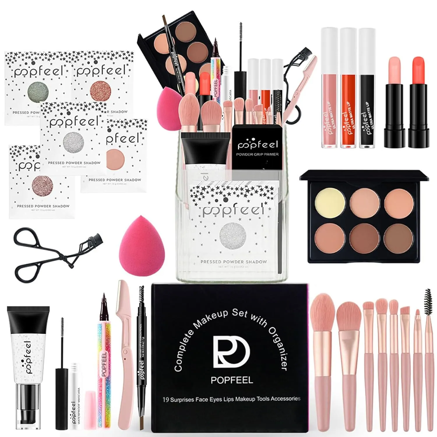 All in One Makeup Kit for Women Full Kit Girls Makeup Gift Sets Xmas Essential Bundle Include Eyeshadow Palette Lipstick Blush Concealer Eyeliner Mascara Foundation Brush Eyebrow Pencil