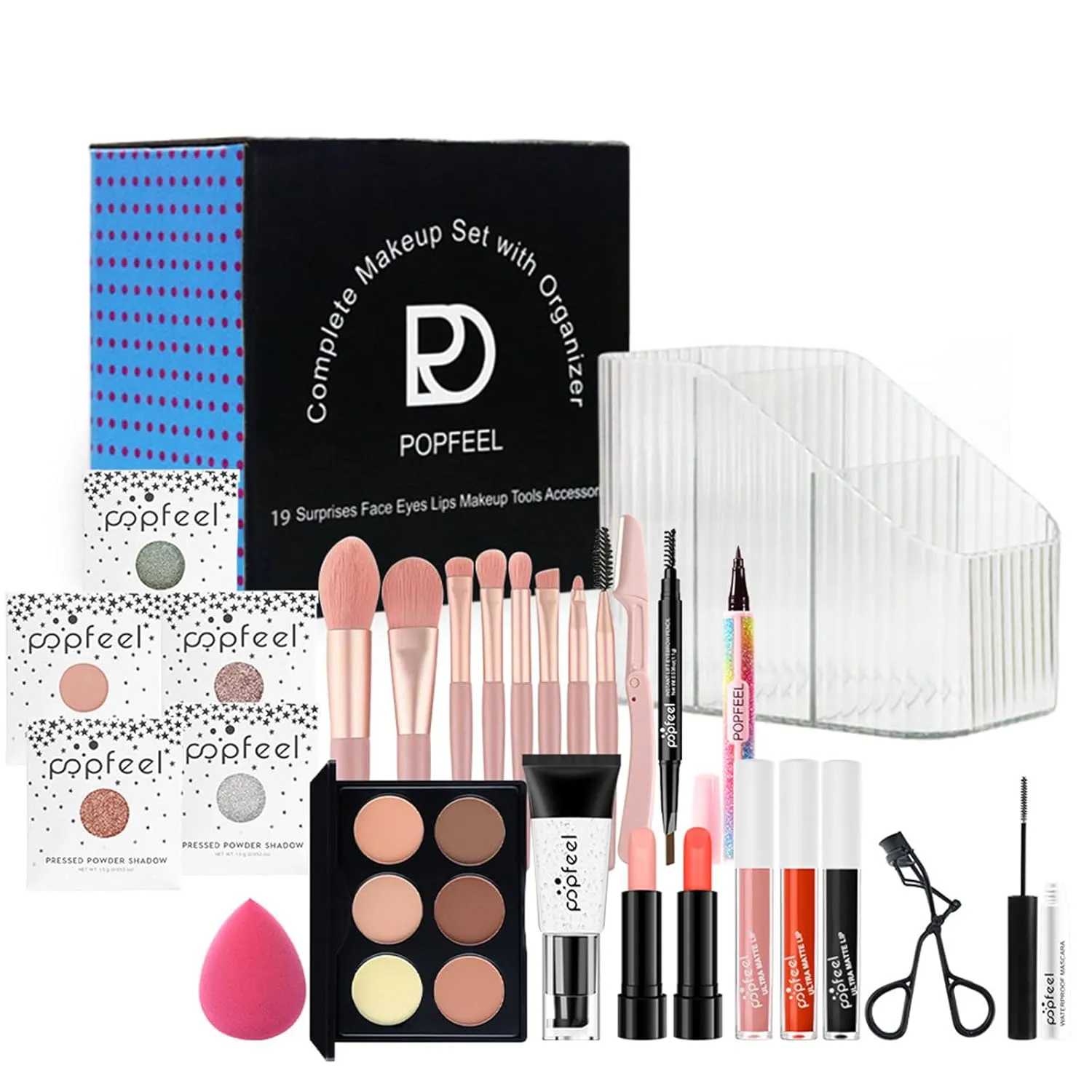 All in One Makeup Kit for Women Full Kit Girls Makeup Gift Sets Xmas Essential Bundle Include Eyeshadow Palette Lipstick Blush Concealer Eyeliner Mascara Foundation Brush Eyebrow Pencil