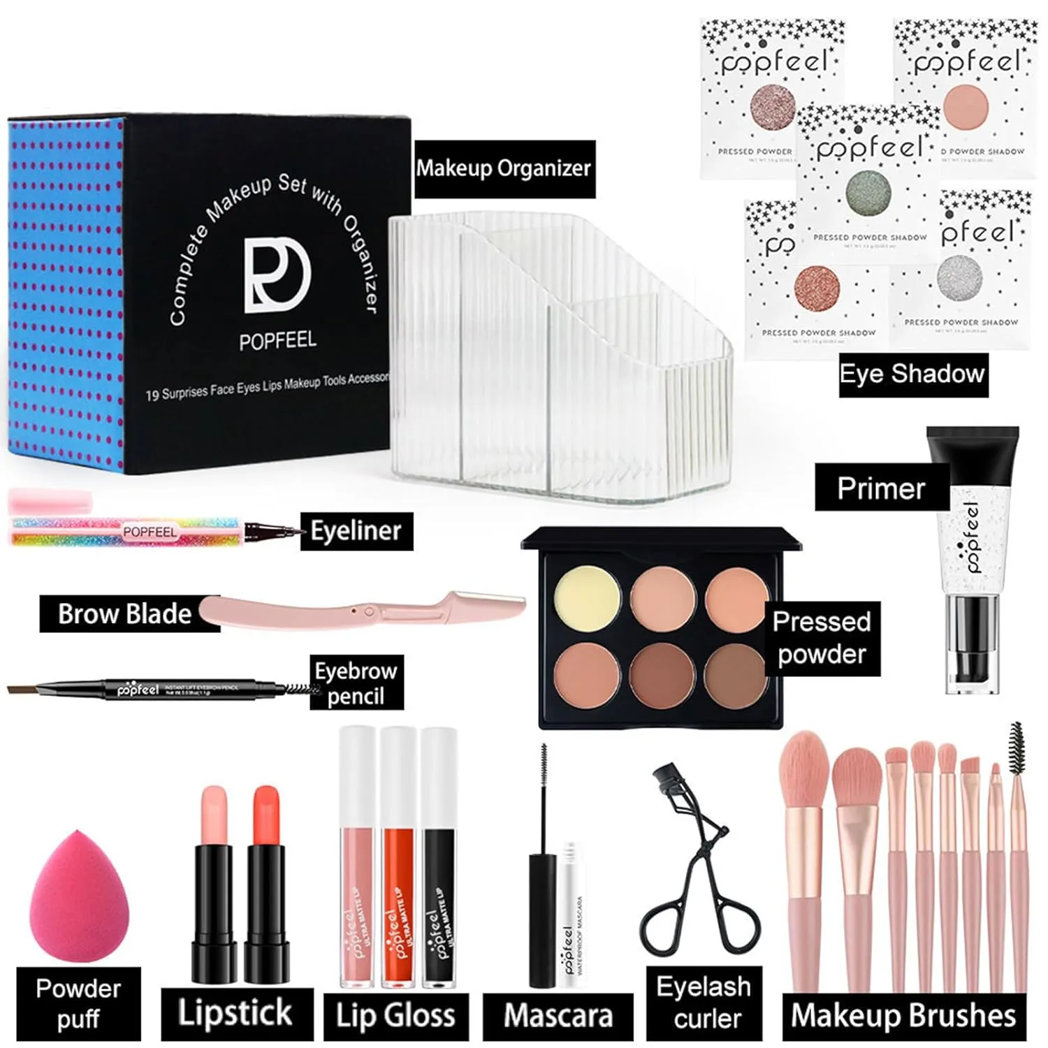 All in One Makeup Kit for Women Full Kit Girls Makeup Gift Sets Xmas Essential Bundle Include Eyeshadow Palette Lipstick Blush Concealer Eyeliner Mascara Foundation Brush Eyebrow Pencil