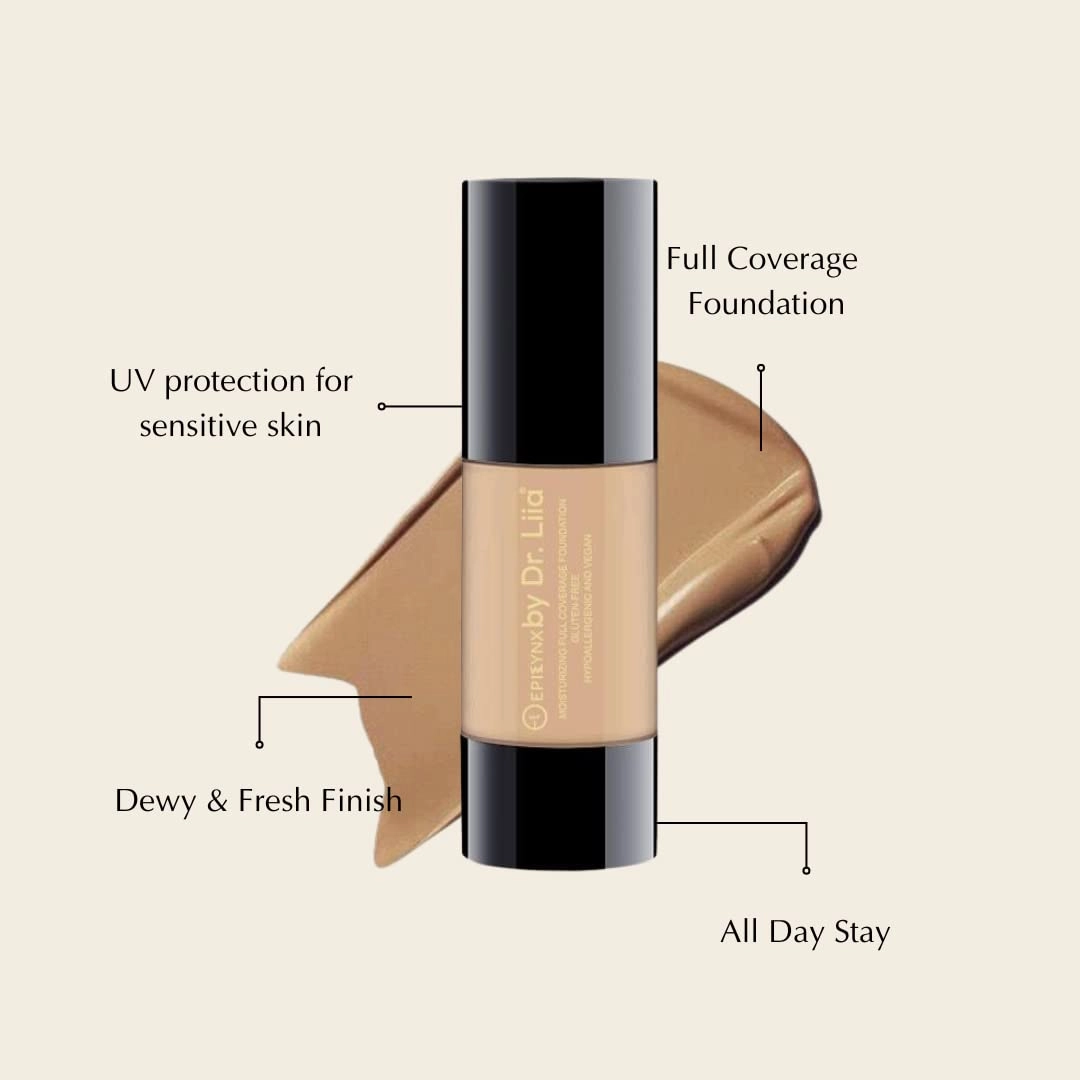 Allergen-Free Moisturizing Full Coverage Foundation I Formulated to Protect and Hydrate I Vegan EpiLynx by Dr. Liia