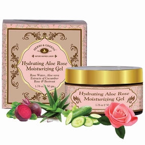 Aloe Rose Moisturising Gel - All Purpose - Normal/Oily/Acne/Pimple Prone Skin - Cools Post Shaving/Waxing Itching & Redness, Contains Rose Water, Cucumber and Vitamin E