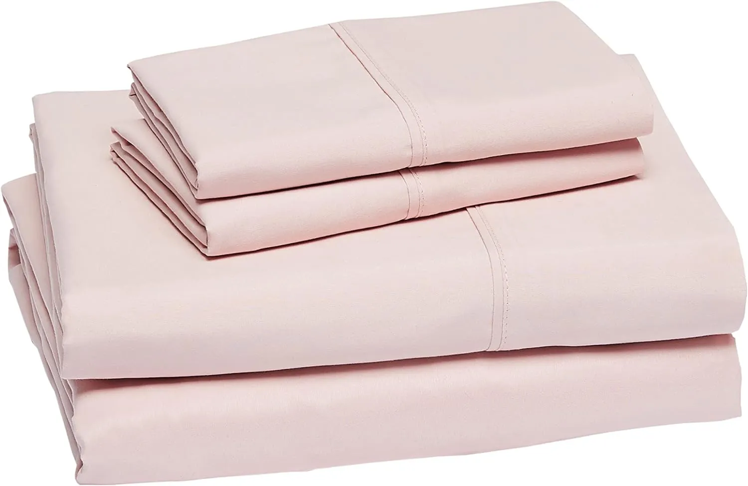Amazon Basics Lightweight, Breathable Microfiber 4-Piece Bed Sheet Set with 14-Inch Deep Pockets, Full, Blush Pink, Solid