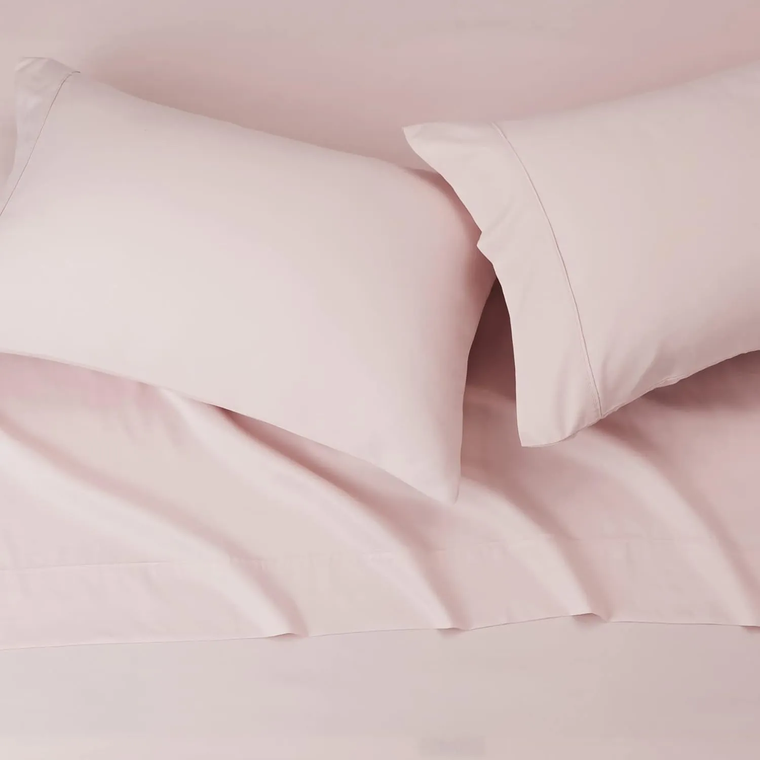 Amazon Basics Lightweight Super Soft Easy Care Microfiber 4-Piece Bed Sheet Set with 14-Inch Deep Pockets, Luxury Bedding, Queen, Blush Pink, Solid