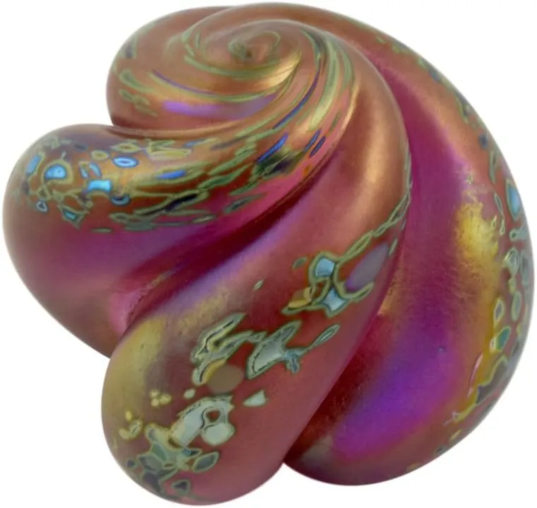 American Made Nautical Swirl Blown Glass Paperweight Sculpture (pink blush)