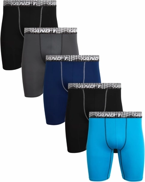 AND1 Mens Boxer Briefs - 5 Pack Performance Stretch Mens Underwear Long Leg Boxers for Men with Contour Pouch (Sizes: S-3XL)