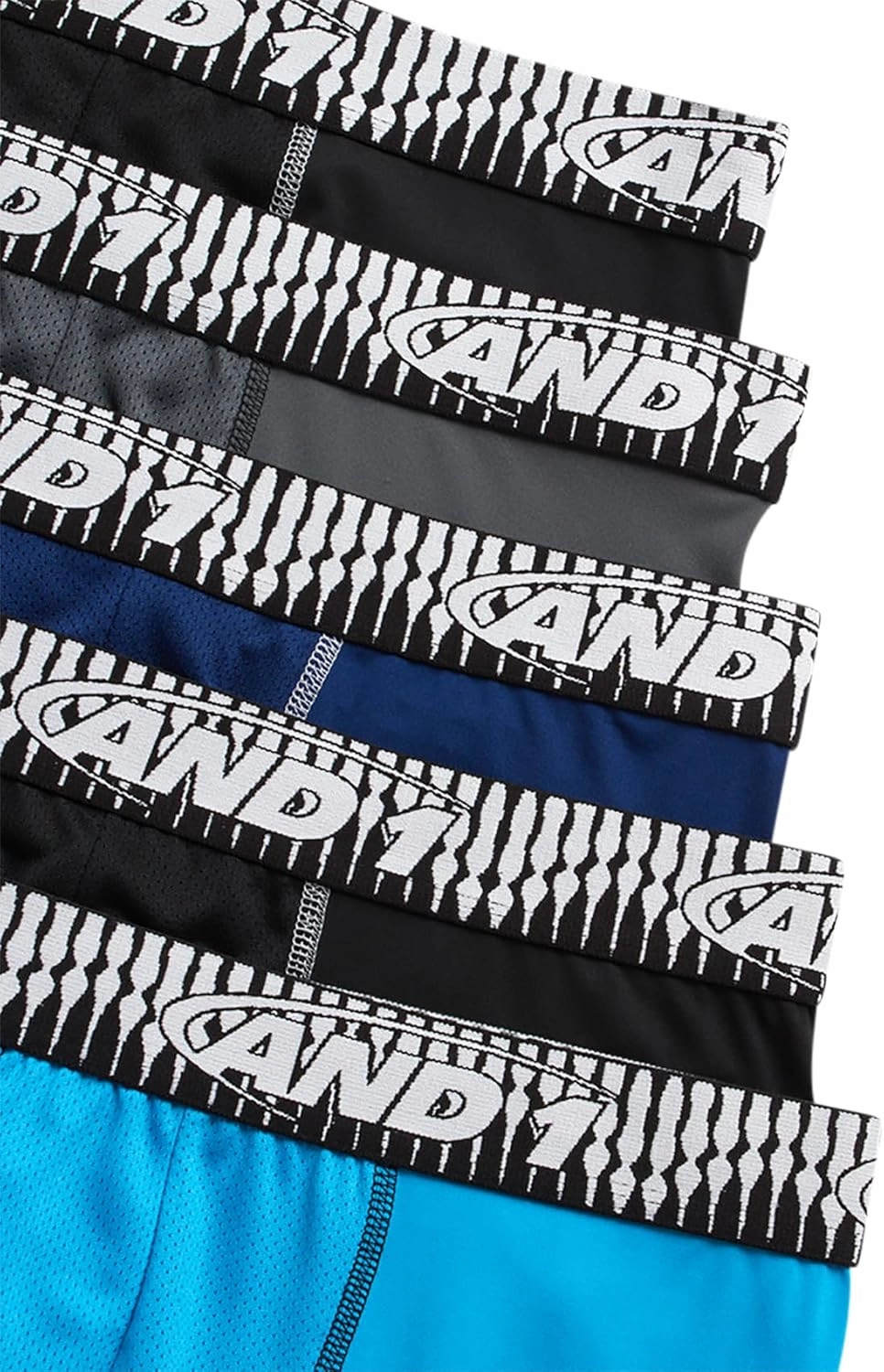 AND1 Mens Boxer Briefs - 5 Pack Performance Stretch Mens Underwear Long Leg Boxers for Men with Contour Pouch (Sizes: S-3XL)