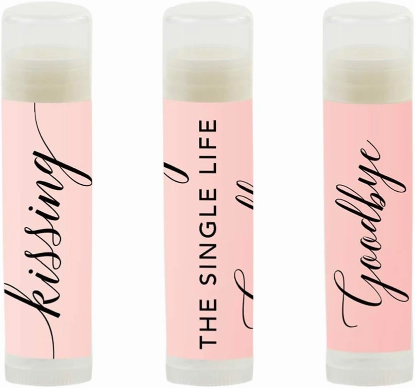 Andaz Press Blush Pink Rose Elegant Bridal Shower Engagement Party, Lip Balm Chapstick Favors, Kissing The Single Life Goodbye, 12-Pack, Bridal Shower Bachelorette Party Favors Bachelorette Chapstick