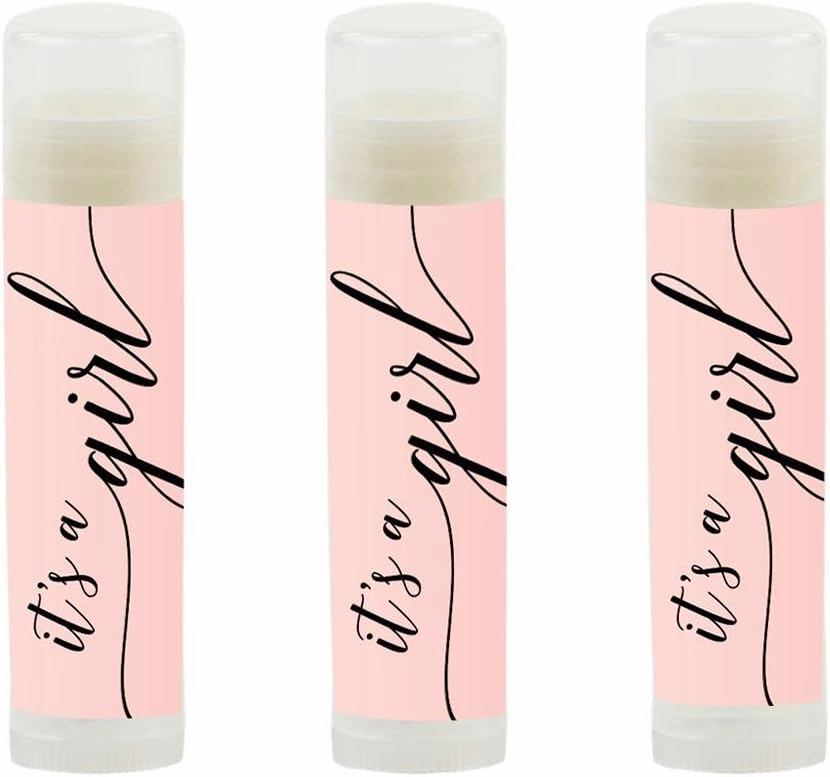 Andaz Press Blush Pink Rose Elegant Party Baby Shower, Lip Balm Chapstick Favors, It'S A Girl!, 12-Pack, Baby Shower Sip And See Baby Shower Lip Balm Baby Shower Favors For Girls Its A Girl Chapstick