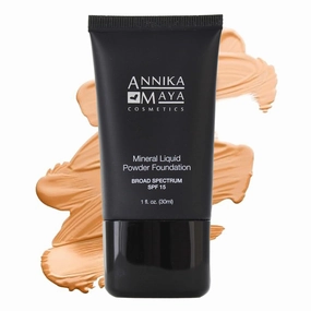 Annika Maya Mineral Foundation, Liquid to Powder Formula, Made in the USA (Cameo Beige (Light Medium with Neutral Undertones), 1 fl oz (30ml))