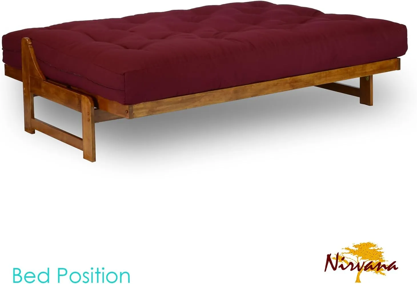 Arden Futon Set - Full Size, Frame, 8" Mattress, Twill Burgundy Cover