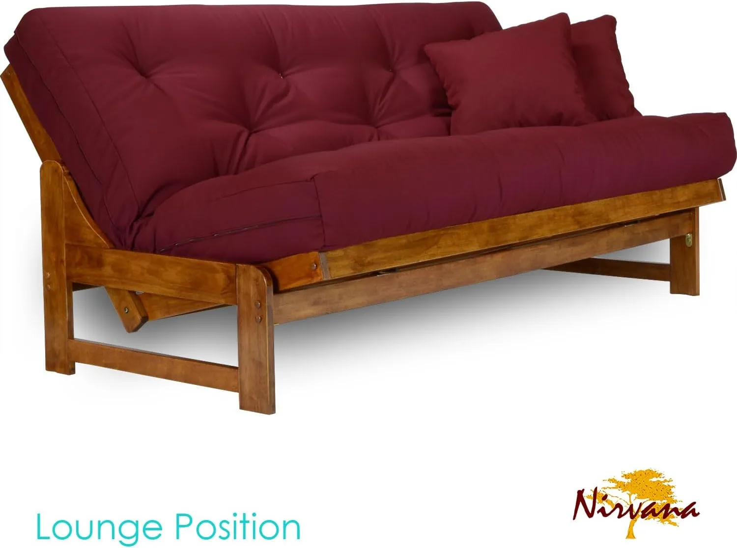 Arden Futon Set - Full Size, Frame, 8" Mattress, Twill Burgundy Cover